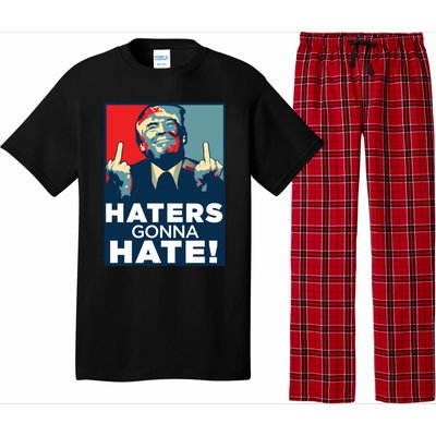 Funny Haters Gonna Hate President Donald Trump Middle Finger Gift Pajama Set