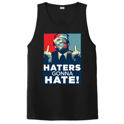 Funny Haters Gonna Hate President Donald Trump Middle Finger Gift PosiCharge Competitor Tank