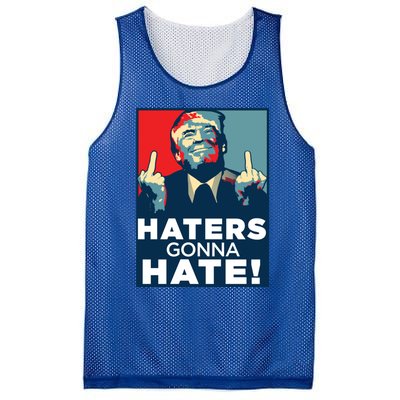 Funny Haters Gonna Hate President Donald Trump Middle Finger Gift Mesh Reversible Basketball Jersey Tank