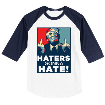 Funny Haters Gonna Hate President Donald Trump Middle Finger Gift Baseball Sleeve Shirt