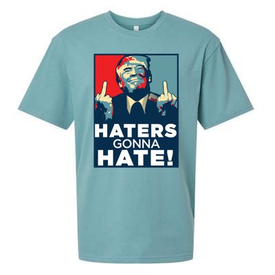 Funny Haters Gonna Hate President Donald Trump Middle Finger Gift Sueded Cloud Jersey T-Shirt