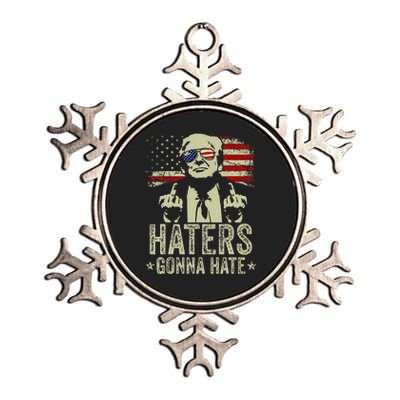 Funny Haters Gonna Hate President Donald Trump Middle Finger Metallic Star Ornament