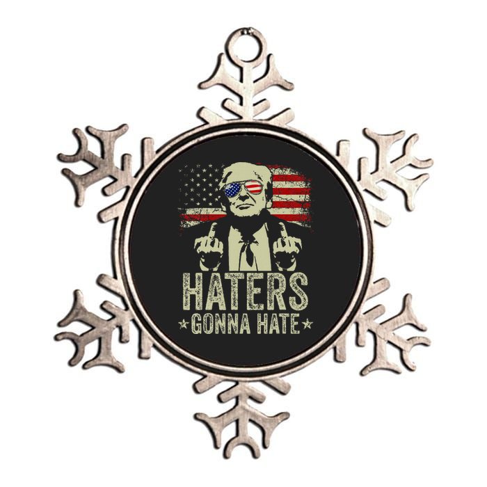 Funny Haters Gonna Hate President Donald Trump Middle Finger Metallic Star Ornament