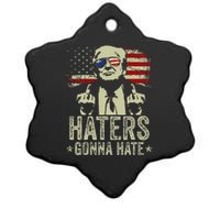 Funny Haters Gonna Hate President Donald Trump Middle Finger Ceramic Star Ornament