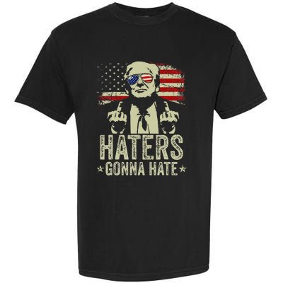 Funny Haters Gonna Hate President Donald Trump Middle Finger Garment-Dyed Heavyweight T-Shirt