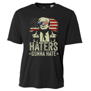 Funny Haters Gonna Hate President Donald Trump Middle Finger Cooling Performance Crew T-Shirt