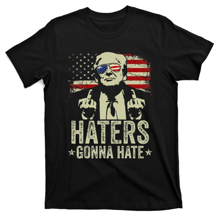 Funny Haters Gonna Hate President Donald Trump Middle Finger T-Shirt