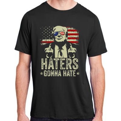 Funny Haters Gonna Hate President Donald Trump Middle Finger Adult ChromaSoft Performance T-Shirt