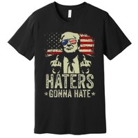 Funny Haters Gonna Hate President Donald Trump Middle Finger Premium T-Shirt