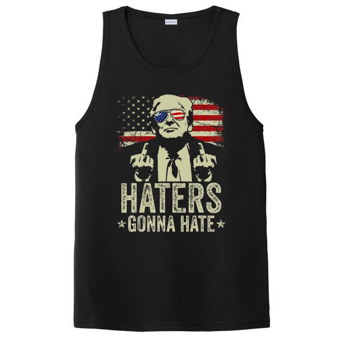 Funny Haters Gonna Hate President Donald Trump Middle Finger PosiCharge Competitor Tank