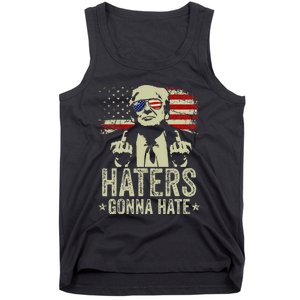 Funny Haters Gonna Hate President Donald Trump Middle Finger Tank Top