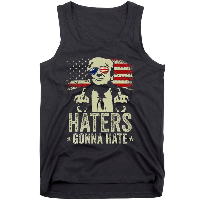 Funny Haters Gonna Hate President Donald Trump Middle Finger Tank Top