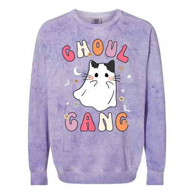 Funny Halloween Ghoul Gang Groovy Hey Boo Pumpkin Cat Lover Gift Colorblast Crewneck Sweatshirt