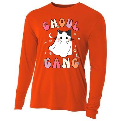 Funny Halloween Ghoul Gang Groovy Hey Boo Pumpkin Cat Lover Gift Cooling Performance Long Sleeve Crew