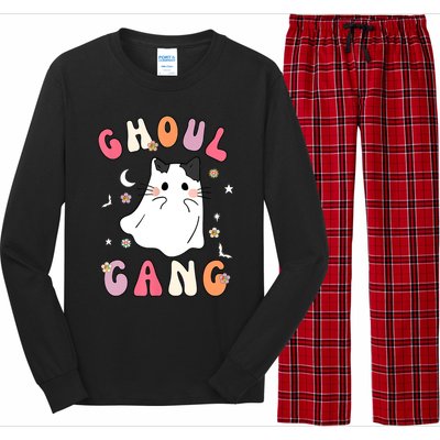 Funny Halloween Ghoul Gang Groovy Hey Boo Pumpkin Cat Lover Gift Long Sleeve Pajama Set