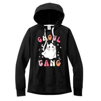 Funny Halloween Ghoul Gang Groovy Hey Boo Pumpkin Cat Lover Gift Women's Fleece Hoodie