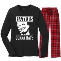 Funny Haters Gonna Hate Donald Trump President Women's Long Sleeve Flannel Pajama Set 