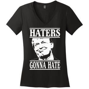 Funny Haters Gonna Hate Donald Trump President Women's V-Neck T-Shirt