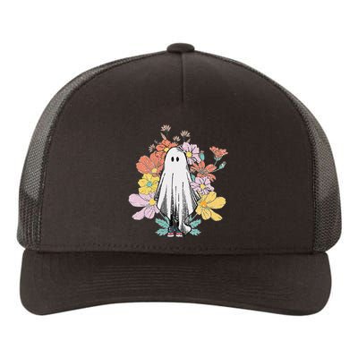 Floral Halloween Ghost Yupoong Adult 5-Panel Trucker Hat