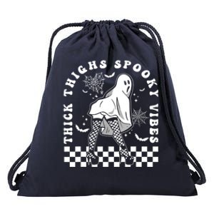 Funny Halloween Ghost Thick Thighs Spooky Vibes Workout Gym Gift Drawstring Bag