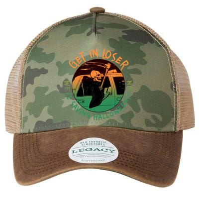 Funny Halloween Get In Loser We're Saving Halloweentown Grim Reaper Skeleton Legacy Tie Dye Trucker Hat