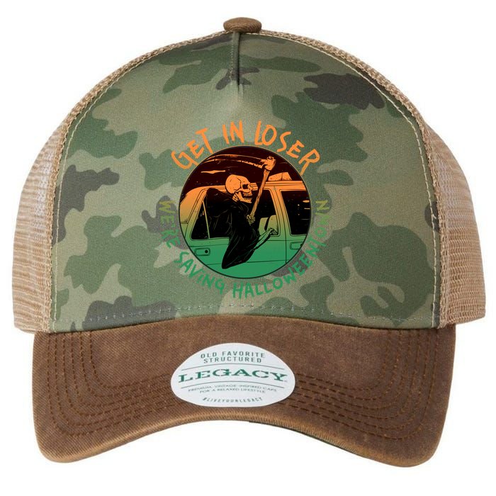 Funny Halloween Get In Loser We're Saving Halloweentown Grim Reaper Skeleton Legacy Tie Dye Trucker Hat