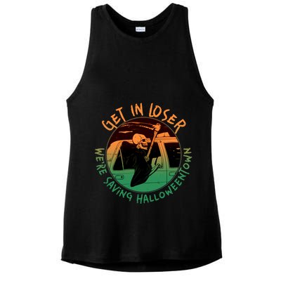 Funny Halloween Get In Loser We're Saving Halloweentown Grim Reaper Skeleton Ladies PosiCharge Tri-Blend Wicking Tank