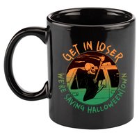 Funny Halloween Get In Loser We're Saving Halloweentown Grim Reaper Skeleton 11oz C Handle Ceramic Mug
