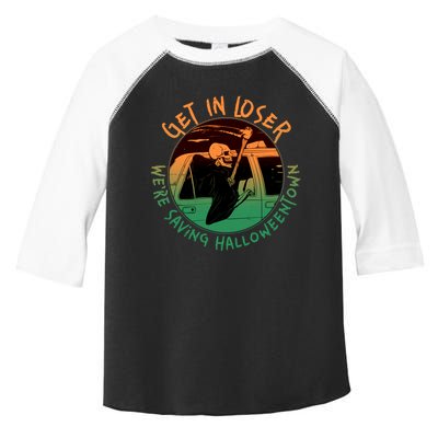 Funny Halloween Get In Loser We're Saving Halloweentown Grim Reaper Skeleton Toddler Fine Jersey T-Shirt