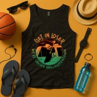 Funny Halloween Get In Loser We're Saving Halloweentown Grim Reaper Skeleton Tank Top