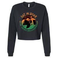 Funny Halloween Get In Loser We're Saving Halloweentown Grim Reaper Skeleton Cropped Pullover Crew