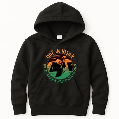 Funny Halloween Get In Loser We're Saving Halloweentown Grim Reaper Skeleton Kids Hoodie