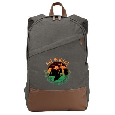 Funny Halloween Get In Loser We're Saving Halloweentown Grim Reaper Skeleton Cotton Canvas Backpack