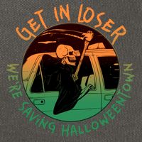 Funny Halloween Get In Loser We're Saving Halloweentown Grim Reaper Skeleton Cotton Canvas Backpack
