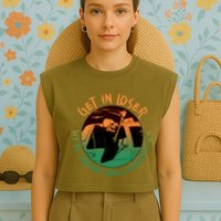 Funny Halloween Get In Loser We're Saving Halloweentown Grim Reaper Skeleton Garment-Dyed Women's Muscle Tee