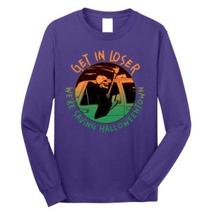 Funny Halloween Get In Loser We're Saving Halloweentown Grim Reaper Skeleton Long Sleeve Shirt