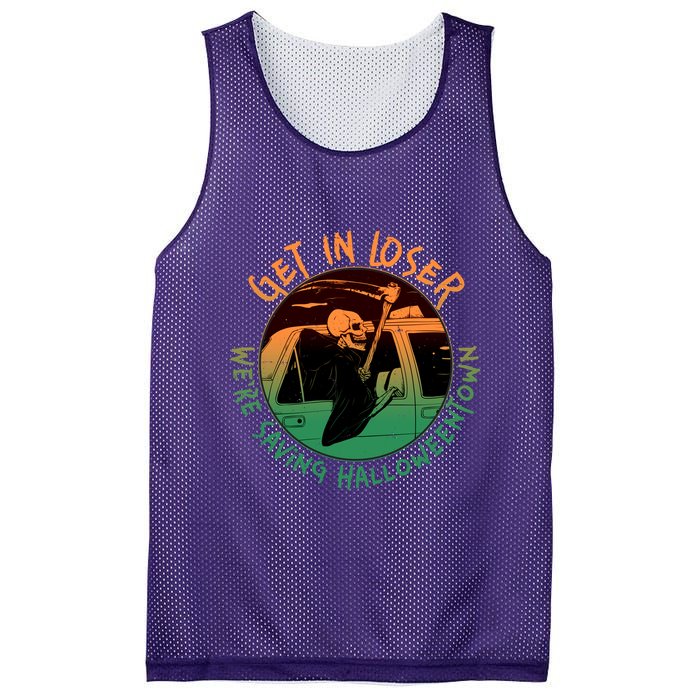 Funny Halloween Get In Loser We're Saving Halloweentown Grim Reaper Skeleton Mesh Reversible Basketball Jersey Tank