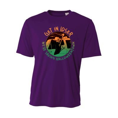 Funny Halloween Get In Loser We're Saving Halloweentown Grim Reaper Skeleton Youth Performance Sprint T-Shirt