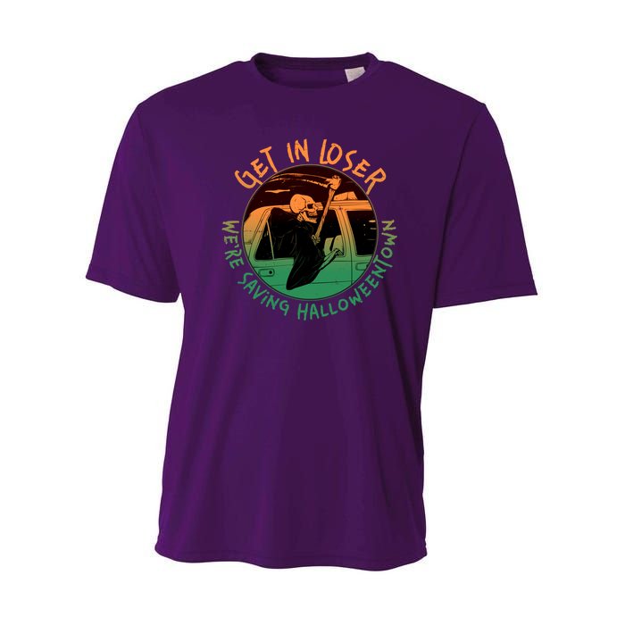 Funny Halloween Get In Loser We're Saving Halloweentown Grim Reaper Skeleton Youth Performance Sprint T-Shirt