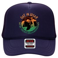 Funny Halloween Get In Loser We're Saving Halloweentown Grim Reaper Skeleton Trucker Hat