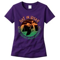 Funny Halloween Get In Loser We're Saving Halloweentown Grim Reaper Skeleton Womens T-Shirt