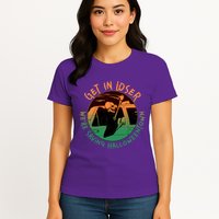 Funny Halloween Get In Loser We're Saving Halloweentown Grim Reaper Skeleton Womens T-Shirt