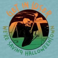 Funny Halloween Get In Loser We're Saving Halloweentown Grim Reaper Skeleton Sueded Cloud Jersey T-Shirt