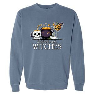 Funny Halloween Gift Up Witches Cocktail Skull Cup Gift Garment-Dyed Sweatshirt