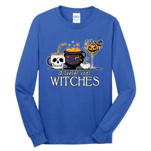 Funny Halloween Gift Up Witches Cocktail Skull Cup Gift Tall Long Sleeve T-Shirt