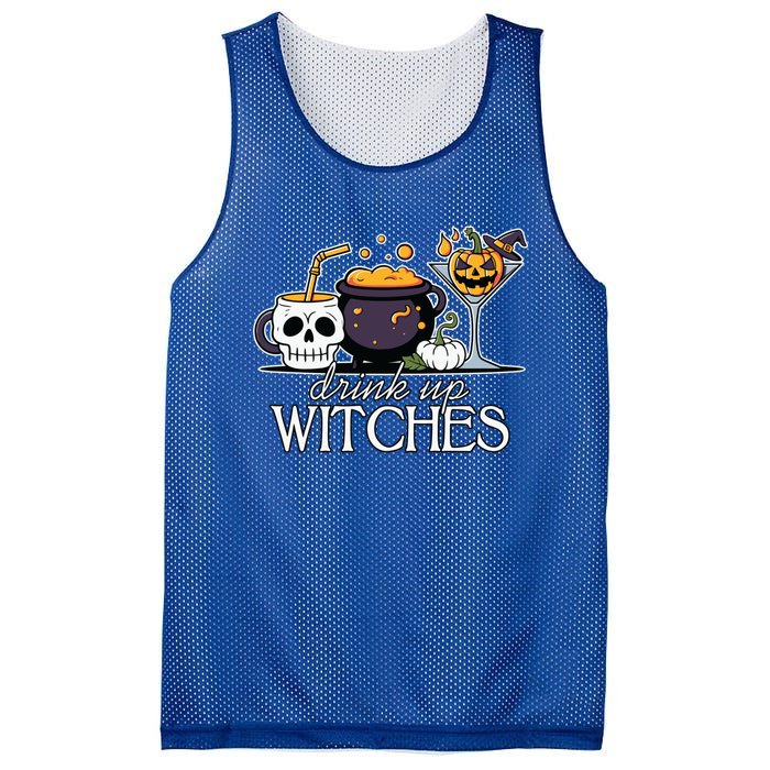 Funny Halloween Gift Up Witches Cocktail Skull Cup Gift Mesh Reversible Basketball Jersey Tank