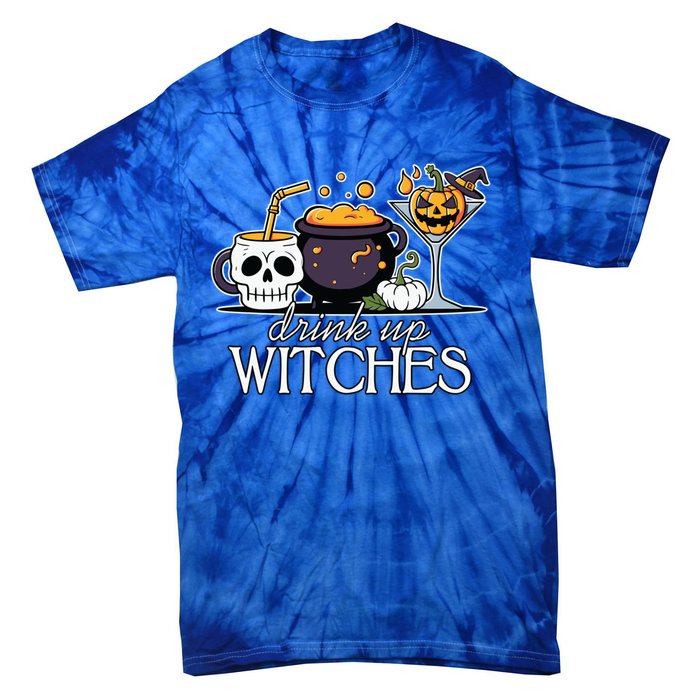 Funny Halloween Gift Up Witches Cocktail Skull Cup Gift Tie-Dye T-Shirt