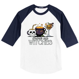 Funny Halloween Gift Up Witches Cocktail Skull Cup Gift Baseball Sleeve Shirt