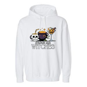 Funny Halloween Gift Up Witches Cocktail Skull Cup Gift Garment-Dyed Fleece Hoodie