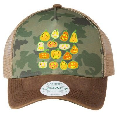Funny Halloween Glowing Jackolantern Pumpkin Faces Legacy Tie Dye Trucker Hat